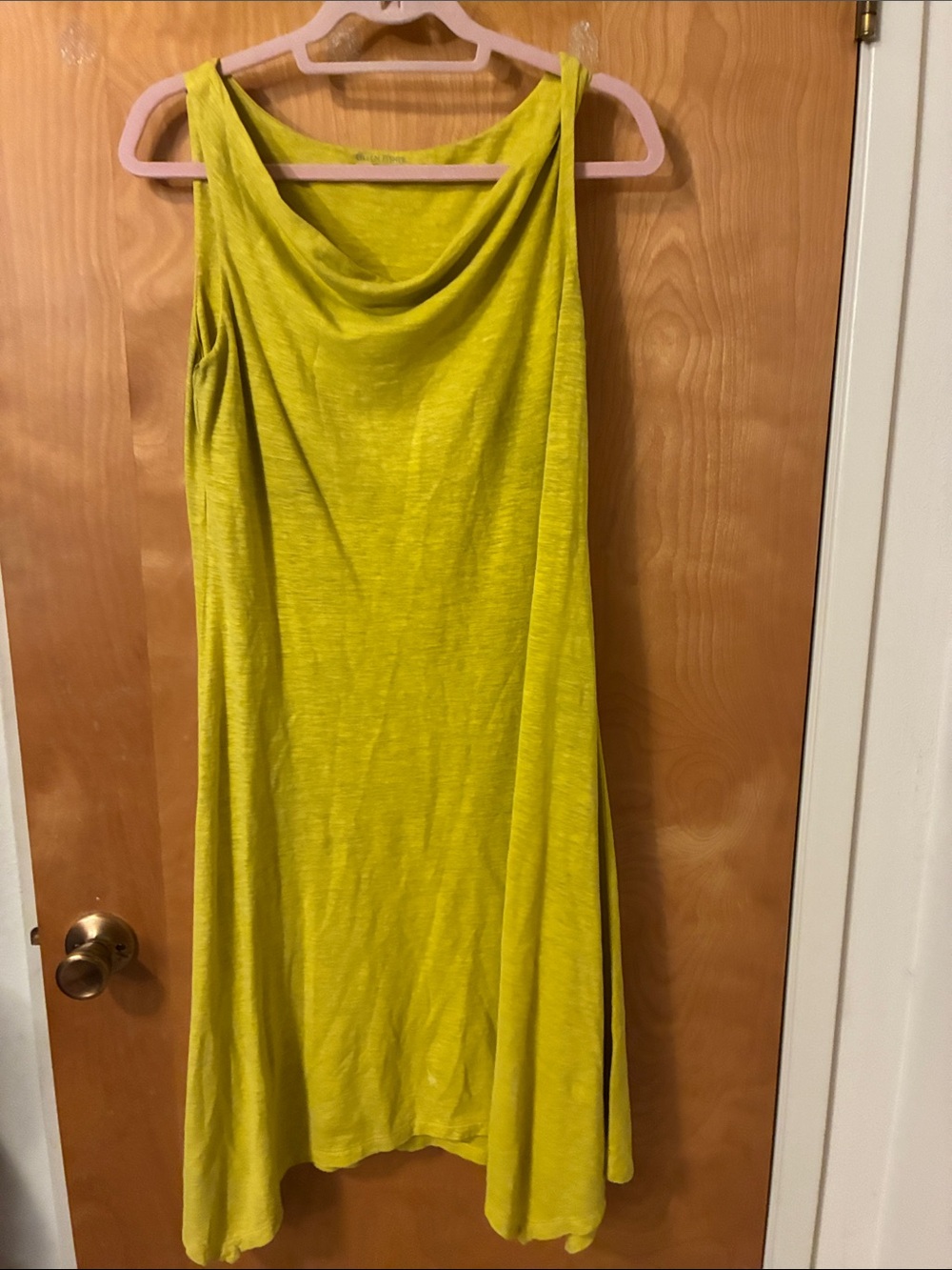 Eileen Fisher Sleeveless Cowl-Neck Maxi in Chartreuse Yellow Sz S